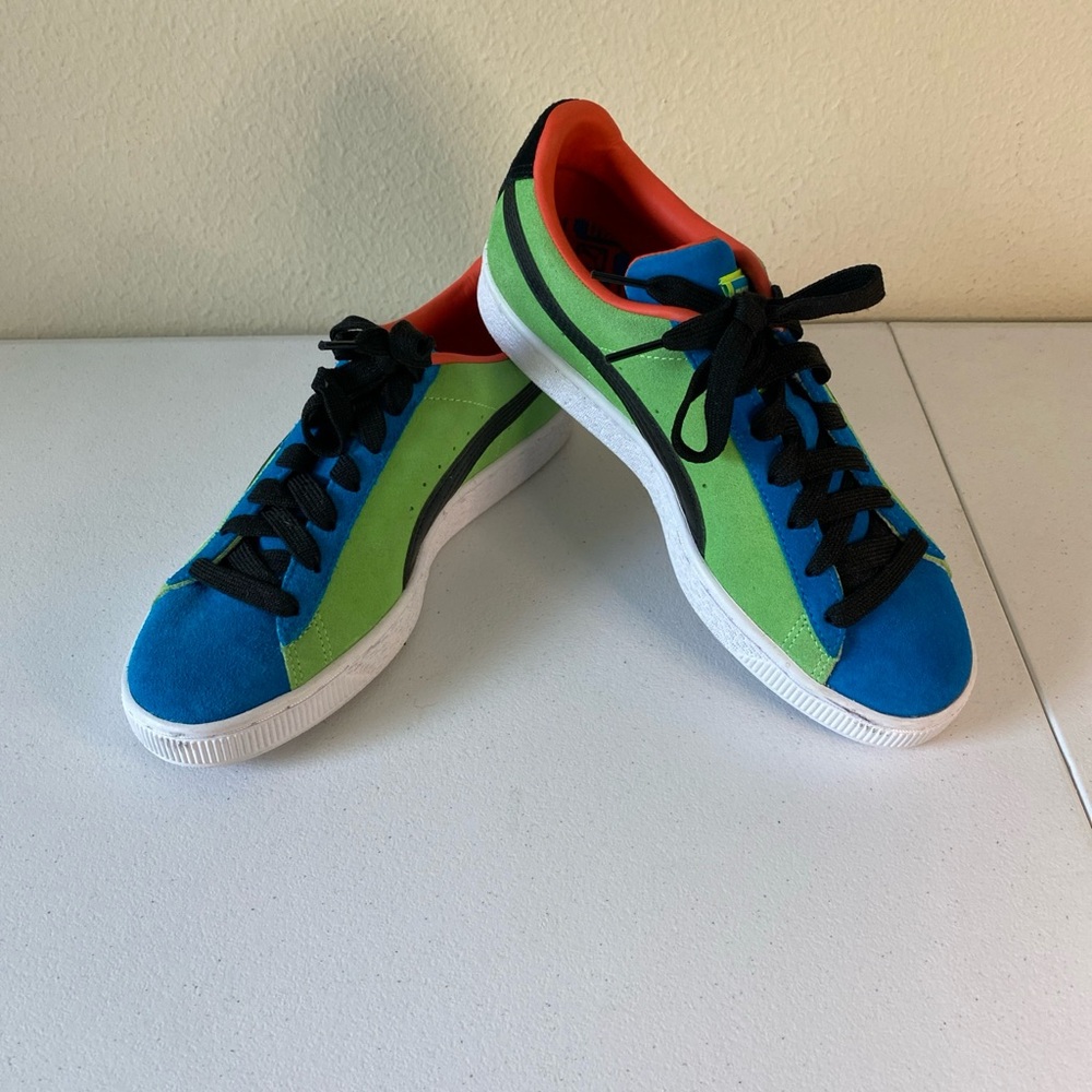 Men's Low-Top Casual Sneakers in Blue and Green